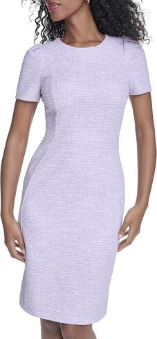 Calvin Klein Women's Short Sleeve Round Neck Tweed Sheath Dress in Saudi Arabia