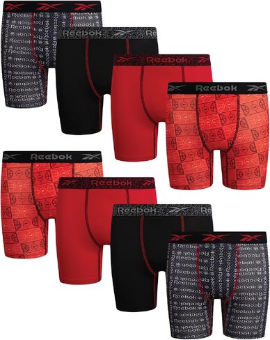 Reebok Boys Boxer Briefs - 8 Pack Performance Stretch Soft Comfort Underwear - Breathable Active Boxers for Boys (6-18) in Kuwait
