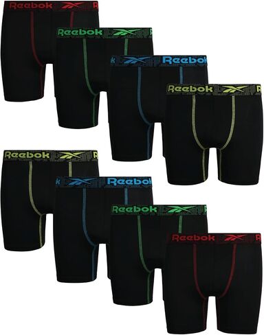 Reebok Boys Boxer Briefs - 8 Pack Performance Stretch Soft Comfort Underwear - Breathable Active Boxers for Boys (6-18) in Kuwait