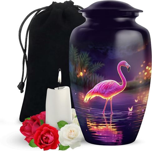 Yatskia Pink Flamingo with Butterfly Large Memorial Urns for Human Ashes Adult Male and Female, Decorative Funeral Urn for Adult Ash, (Classic Large, 10 Inch) in Saudi Arabia