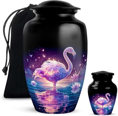 Yatskia Pink Flamingo with Butterfly Large Memorial Urns for Human Ashes Adult Male and Female, Decorative Funeral Urn for Adult Ash, (Classic Large, 10 Inch) in Saudi Arabia