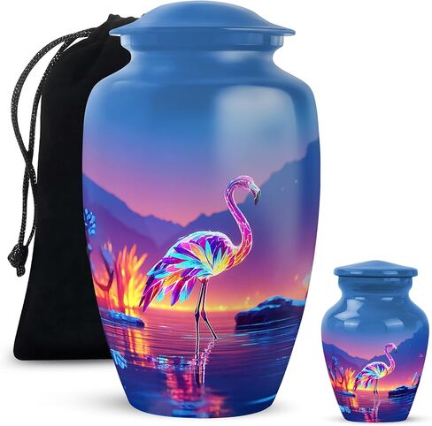 Yatskia Pink Flamingo with Butterfly Large Memorial Urns for Human Ashes Adult Male and Female, Decorative Funeral Urn for Adult Ash, (Classic Large, 10 Inch) in Saudi Arabia