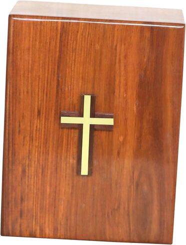 Wooden Urn Box Box with Brass Cross | Wood Cremation Urns for Adult Ashes | Decorative Urns for Male and Female | Funeral Urns | Handmade Urns | Burial Urns (9.75 x 7.75 x 6 in Saudi Arabia