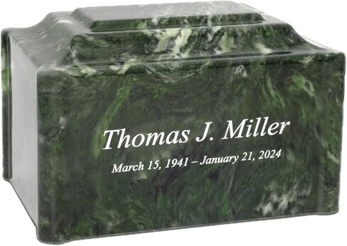 Cultured Marble Urn for Adult Human Ashes – Sky Blue– Genuine Marble Cremation Urn – Large – Engravable Memorial for Men & Women – American Made in Saudi Arabia