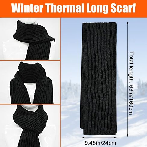 3 Pcs Hat Gloves Scarf Set Black Winter Hats Knit Beanie Touchscreen Glove Long Scaves Themal Skull Caps for Men Women in Kuwait