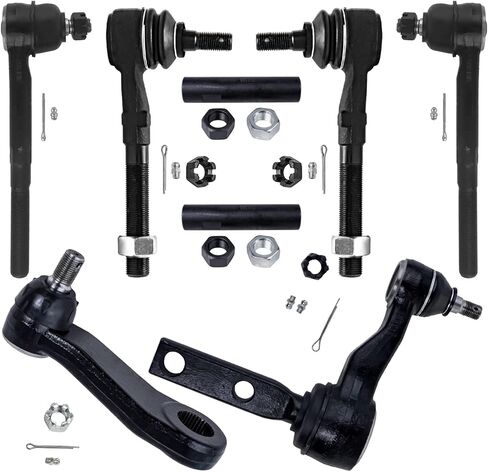 محور ديترويت - طقم تعليق أمامي ثنائي الدفع مكون من 8 قطع لسيارة Ford Expedition F-150 F-250 Lincoln Blackwood Navigator، 4 أطراف قضيب ربط، 1 ذراع بيتمان، 1 ذراع خامل، 2 استبدال الأكمام القابلة للتعديل in Kuwait