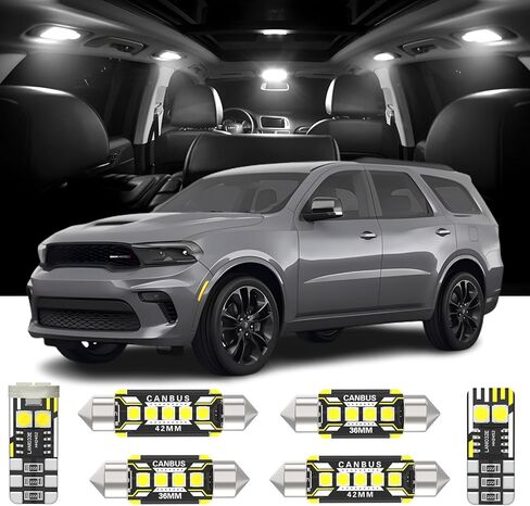 15 Pieces Durango LED Interior Lights Kit Replacement for Dodge Durango 2011 2012 2013 2014 2015 2016 2017 2018 2019 2020 2021 2022 White 6000K Interior LED Bulbs + License Plate Lights, Install Tool in Saudi Arabia