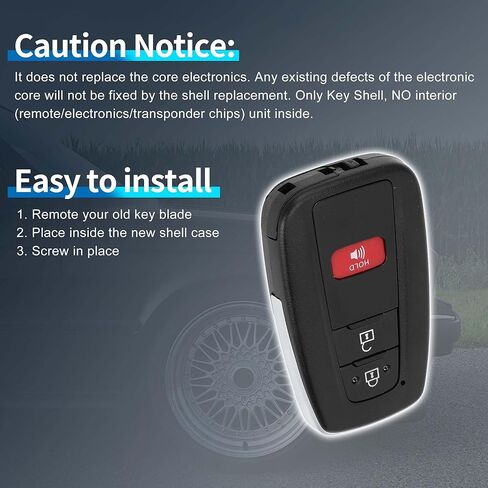 X AUTOHAUX Key Shell Case Keyless Entry Remote Key Fob Replacement Case for Toyota RAV4 2019-2021 3 Buttons HYQ14FBC HYQ14FBN HYQ14FLA MOZBR1ET in Saudi Arabia