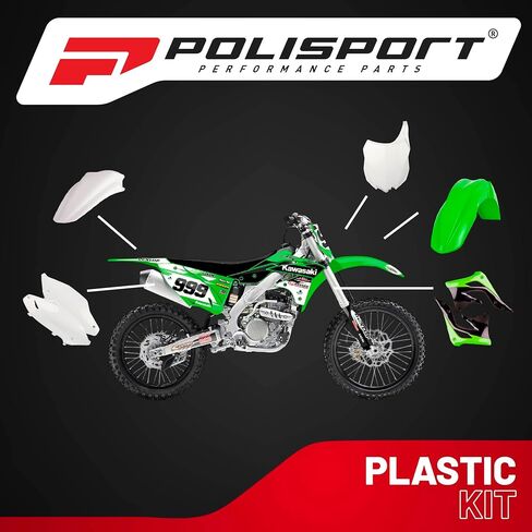 Polisport Motocross (MX) Replica Plastic Kit for Kawasaki KX 450F (2013-15) – OEM Quality, Durable, Flexible & Perfect Fit – Green/White/Black in Saudi Arabia