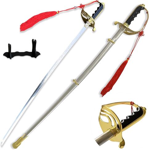 37" Metal Ceremonial Saber Military Honor Guard Sword with Scabbard and Display Stand ,for Display, Collection & Ceremony in Saudi Arabia