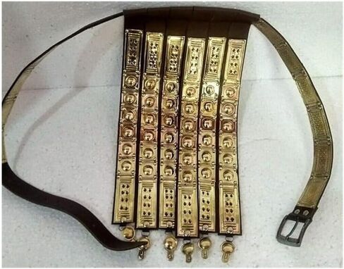 حزام مئزر من الجلد الروماني مع تركيبات نحاسية - درع زي يمكن ارتداؤه يدويًا من أجل LARP Cosplay وإعادة تمثيل تاريخي - حزام Legionnaire الروماني من النحاس الصلب قابل للتعديل in Kuwait