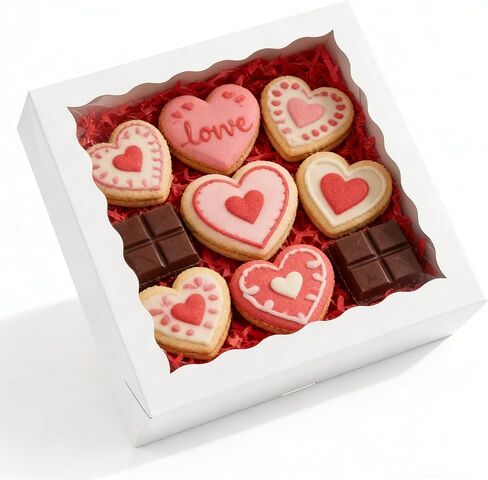 15 قطعة من صناديق المخبوزات مقاس 8x8x2 بوصة مع نافذة: صناديق البسكويت وصناديق الفطائر وصناديق الفراولة المغطاة بالشوكولاتة لعيد الميلاد وعيد الشكر - أبيض in Kuwait