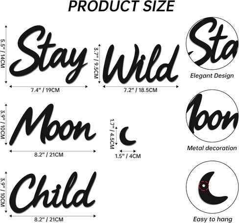 Slickss Stay Wild—Enchanting Moon Wall Sculpture Whimsical Wall Metal Decor for Bohemian Spaces, Hippie Decor & Fairycore Art in Kuwait