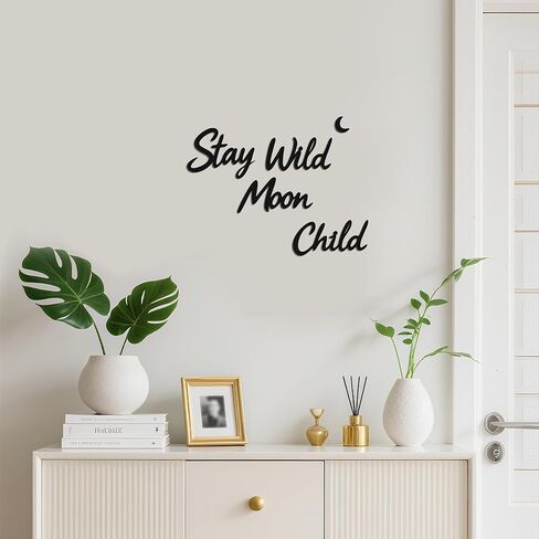 Slickss Stay Wild—Enchanting Moon Wall Sculpture Whimsical Wall Metal Decor for Bohemian Spaces, Hippie Decor & Fairycore Art in Kuwait