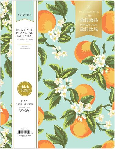 Blue Sky Day Designer 2026-2028 Monthly Academic Year 24 Month Planner Calendar, July 2026 - June 2028, 8.5" x 11", Flexible Cover, Stapled Binding, Orange Blossom Mint in Saudi Arabia