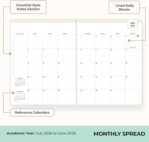 Blue Sky Day Designer 2026-2028 Monthly Academic Year 24 Month Planner Calendar, July 2026 - June 2028, 8.5" x 11", Flexible Cover, Stapled Binding, Orange Blossom Mint in Saudi Arabia