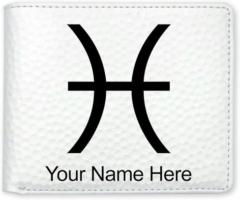 LaserGram Faux Leather Bi-Fold Wallet, Zodiac Sign Pisces, Personalized Engraving Included (Black with Silver) in Saudi Arabia