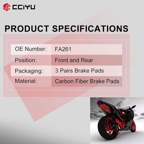 CCIYU Brake Pads Fit For 1996 1997 1998 1999 2000 2001 2002 2003 2004 2005 2006 2007 2008 2009 2010 for Honda, Front and Rear Carbon Fiber Brake Pads Motorcycle in Saudi Arabia