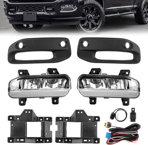 LED Fog Lights Compatible with 2019-2022 Dodge Ram 2500 3500, Front Bumper Fog Lamp Assembly Kit with Brackets, Switch & Wiring Harness, Replaces OE 68273291AB 68273292AB in Saudi Arabia