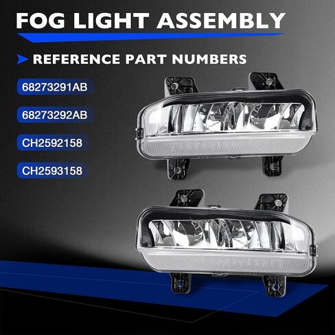 LED Fog Lights Compatible with 2019-2022 Dodge Ram 2500 3500, Front Bumper Fog Lamp Assembly Kit with Brackets, Switch & Wiring Harness, Replaces OE 68273291AB 68273292AB in Saudi Arabia