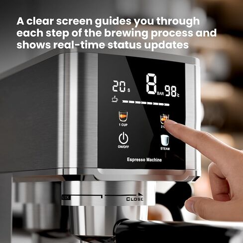 Kismile Espresso Machines,Professional Espresso Maker with Milk Frother Steam Wand for Latte & Cappuccino, Coffee Machine with Removable Water Tank for Home/Office in Kuwait