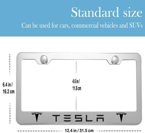 2 Pcs Premium Black Aluminum Alloy License Plate Frame fit Tesla Tag License Plate, Applicable to Standard US License Plate Cover, Accessories Included in Saudi Arabia