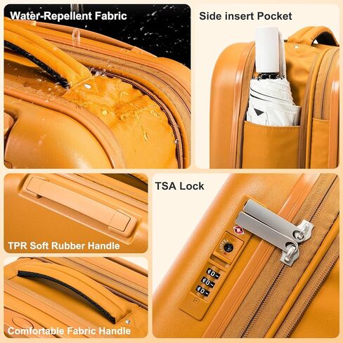 Foldable Checked-Luggage, Durable Hardside Suitcase with Mute Wheels, Waterproof Expandable Harshell Rolling Luggages with Side Pocket, TSA Lock (Yellow, 28-Inch) in Saudi Arabia