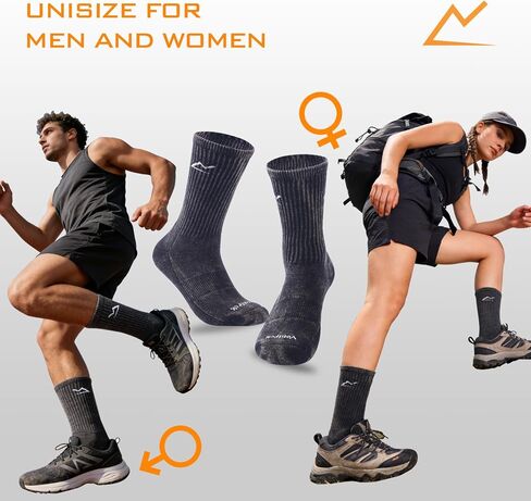 Sport Socks Cushioned Athletic Socks for Men & Women, 6-Pair Pack for Running, Hiking, Basketball & Work​ (Sand-washed Vintage) in Saudi Arabia