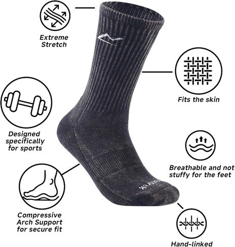Sport Socks Cushioned Athletic Socks for Men & Women, 6-Pair Pack for Running, Hiking, Basketball & Work​ (Sand-washed Vintage) in Saudi Arabia