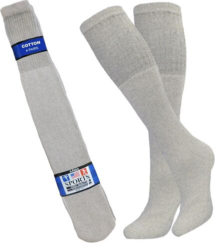 TUBE SOCKS LONG 25" (INCHES) 4-PAIRS BLACK, GREY OR WHITE OVER THE CALF BIG & TALL in Saudi Arabia