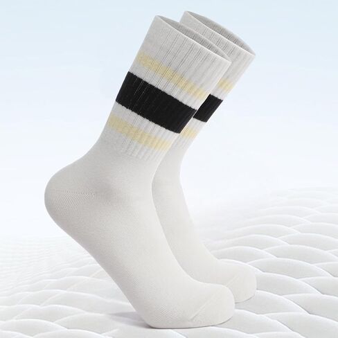 2-Pack Striped Cotton Crew Socks, Comfortable and Breathable Socks for Men and Women, Fashionable Casual and Athletic Socks in Saudi Arabia