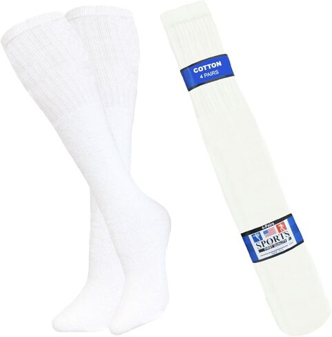 TUBE SOCKS LONG 25" (INCHES) 4-PAIRS BLACK, GREY OR WHITE OVER THE CALF BIG & TALL in Saudi Arabia