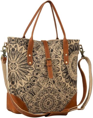 Myra Bag Vintage Purse - Le Medallion Vintage Cut Leather and Canvas Crossbody Bag for Women, Vintage Shoulder Bag, Mandala-Inspired Vintage Handbag in Saudi Arabia