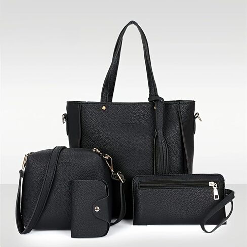 4PCS Women Fashion Handbags Purses Wallet Shoulder Bags Casual Tote Bag Crossbody Bags, Handbag Set Gift for Ladies in Saudi Arabia
