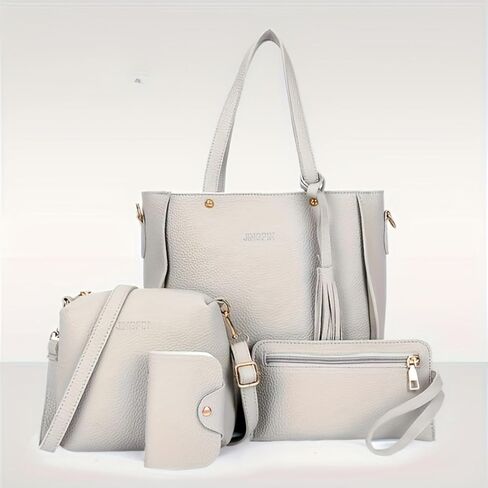 4PCS Women Fashion Handbags Purses Wallet Shoulder Bags Casual Tote Bag Crossbody Bags, Handbag Set Gift for Ladies in Saudi Arabia