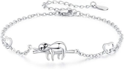 JUSTKIDSTOY Sterling Silver Sloth Jewelry Set: Pendant Necklace, Adjustable Bracelet, Stud Earrings (3 Pieces) - Women's, Girls' Unisex Animal Sloth Charm Gift for Any Occasion in Saudi Arabia