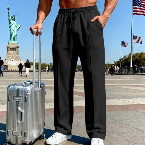 Mens Plus Size Loose Knit Pants Straight Leg Casual Sport Business Joggers in Saudi Arabia