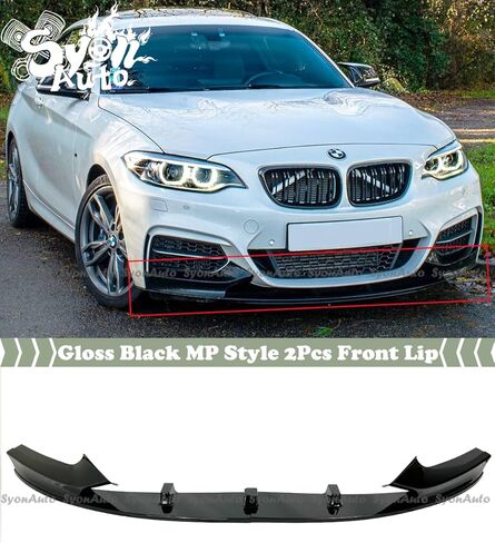 FITS 2014-2021 BMW F22 2 SERIES GLOSSY BLACK MP STYLE 2PCS FRONT BUMPER LIP SPLITTER KIT in Saudi Arabia