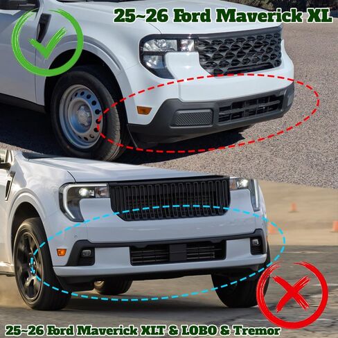 Black ABS Front Bumper Lip Body Kit Spoiler, Compatible with 2025-2027 Ford Maverick Pickup, STP-Style Splitter Trim Protection Spoiler, 3PC (No LED) in Saudi Arabia