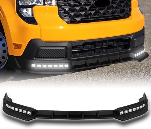 Black ABS Front Bumper Lip Body Kit Spoiler, Compatible with 2025-2027 Ford Maverick Pickup, STP-Style Splitter Trim Protection Spoiler, 3PC (No LED) in Saudi Arabia