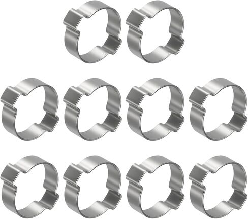 25Pcs Stainless Steel Double Ear Hose Clamps, Adjustable 24-28mm Heavy Duty O Clip Crimp Rings, Two Ears Cinch Rings Crimp Pinch Fitting for Automotive, Tubing, Fuel in Kuwait