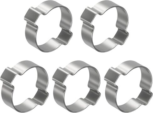 25Pcs Stainless Steel Double Ear Hose Clamps, Adjustable 24-28mm Heavy Duty O Clip Crimp Rings, Two Ears Cinch Rings Crimp Pinch Fitting for Automotive, Tubing, Fuel in Saudi Arabia