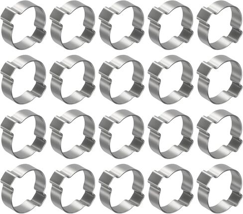 25Pcs Stainless Steel Double Ear Hose Clamps, Adjustable 24-28mm Heavy Duty O Clip Crimp Rings, Two Ears Cinch Rings Crimp Pinch Fitting for Automotive, Tubing, Fuel in Saudi Arabia