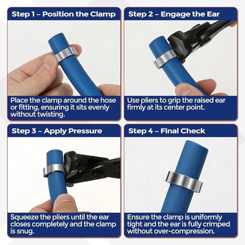 25Pcs Stainless Steel Double Ear Hose Clamps, Adjustable 24-28mm Heavy Duty O Clip Crimp Rings, Two Ears Cinch Rings Crimp Pinch Fitting for Automotive, Tubing, Fuel in Saudi Arabia