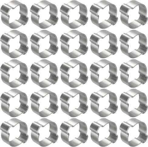 25Pcs Stainless Steel Double Ear Hose Clamps, Adjustable 24-28mm Heavy Duty O Clip Crimp Rings, Two Ears Cinch Rings Crimp Pinch Fitting for Automotive, Tubing, Fuel in Saudi Arabia
