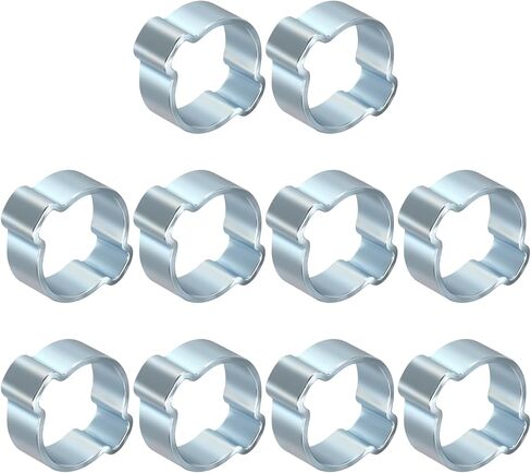 10Pcs Galvanized Steel Double Ear Hose Clamps, Adjustable 16.2-20mm Heavy Duty O Clip Crimp Rings, Zinc-Plated Two Ears Cinch Rings Crimp Pinch Fitting for Automotive, Tubing, Fuel in Saudi Arabia