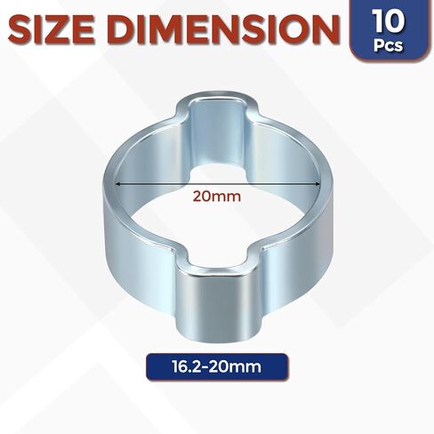 10Pcs Galvanized Steel Double Ear Hose Clamps, Adjustable 16.2-20mm Heavy Duty O Clip Crimp Rings, Zinc-Plated Two Ears Cinch Rings Crimp Pinch Fitting for Automotive, Tubing, Fuel in Saudi Arabia