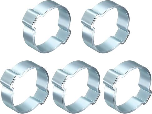 10Pcs Galvanized Steel Double Ear Hose Clamps, Adjustable 16.2-20mm Heavy Duty O Clip Crimp Rings, Zinc-Plated Two Ears Cinch Rings Crimp Pinch Fitting for Automotive, Tubing, Fuel in Saudi Arabia
