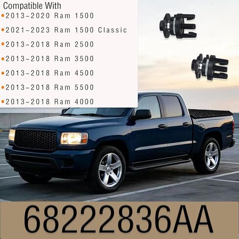 Headlight Mounting Gaskets and Clips (2-Piece Set) - Replacement for 2013-2018 Ram 1500/2500/3500/4500/5500 Models | Headlight Adjustment Screws OE Numbers 68222836AA, 68222835AA in Kuwait