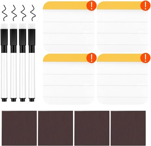 4-Pack Mini Magnetic Memo Board for Fridge, Small Dry Erase Board with 4 Markers, Reusable DIY Message Note Pad for Kitchen Office Home, Cute Fridge Magnet for Shopping List.(Ins Style) in Saudi Arabia